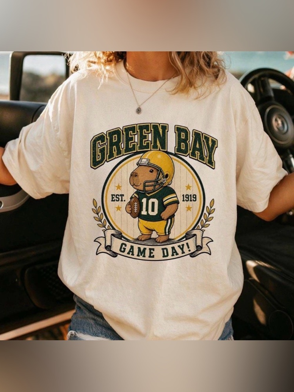 Green Bay Capybara Football Shirt, Vintage Game Day Comfort Color T-Shirt